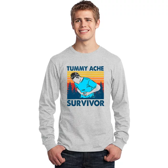 Vintage Tummy Ache Survivor Stomachache IBS Funny Tall Long Sleeve T-Shirt