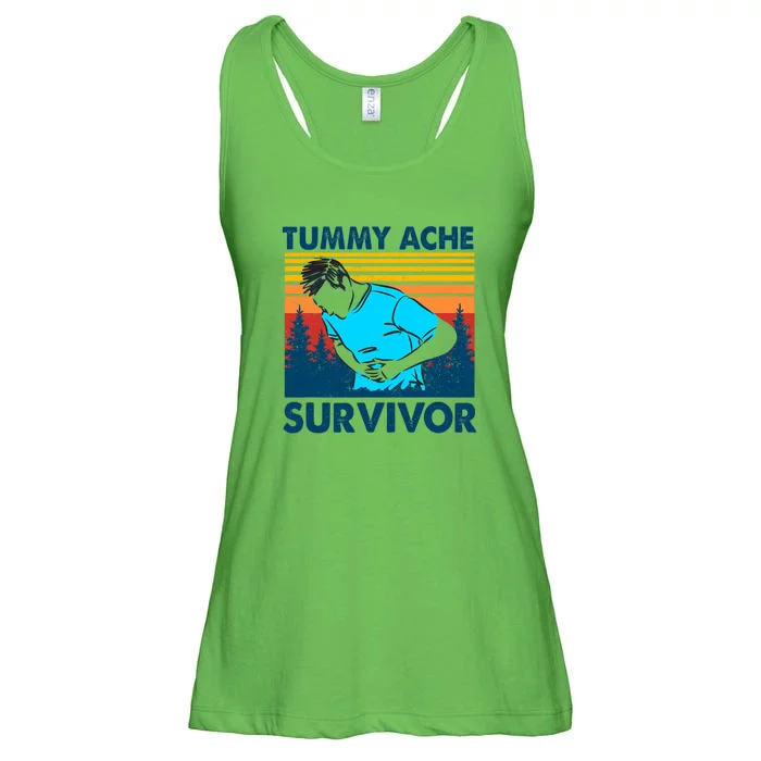 Vintage Tummy Ache Survivor Stomachache IBS Funny Ladies Essential Flowy Tank