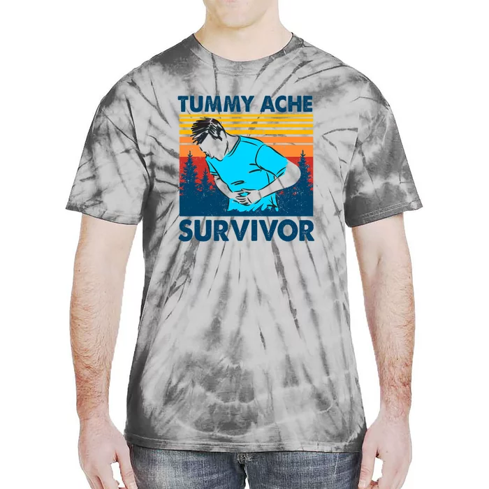 Vintage Tummy Ache Survivor Stomachache IBS Funny Tie-Dye T-Shirt