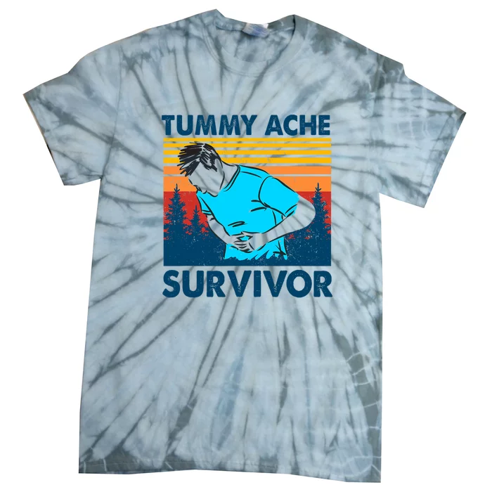 Vintage Tummy Ache Survivor Stomachache IBS Funny Tie-Dye T-Shirt