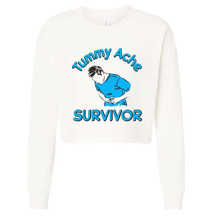 Vintage Tummy Ache Survivor Stomachache IBS Funny Men Women Cropped Pullover Crew