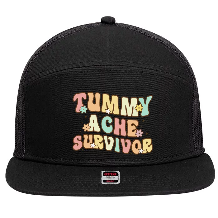 Vintage Tummy Ache Survivor Retro 7 Panel Mesh Trucker Snapback Hat