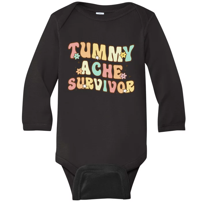 Vintage Tummy Ache Survivor Retro Baby Long Sleeve Bodysuit