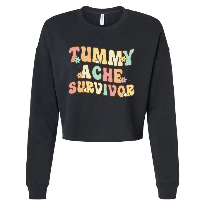 Vintage Tummy Ache Survivor Retro Cropped Pullover Crew