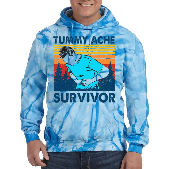 Vintage Tummy Ache Survivor Stomachache IBS Funny Men Tie Dye Hoodie