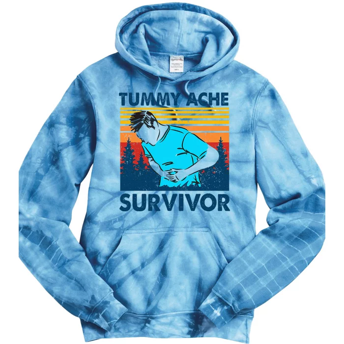 Vintage Tummy Ache Survivor Stomachache IBS Funny Men Tie Dye Hoodie