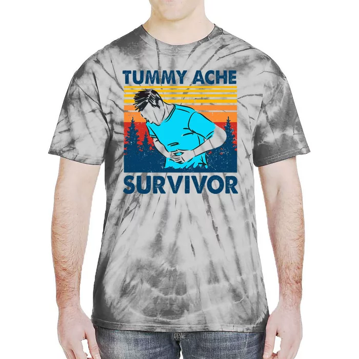 Vintage Tummy Ache Survivor Stomachache IBS Funny Men Tie-Dye T-Shirt