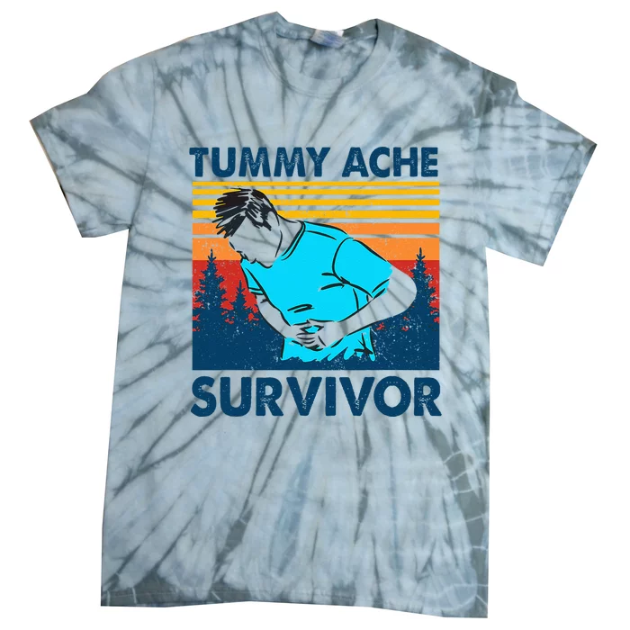 Vintage Tummy Ache Survivor Stomachache IBS Funny Men Tie-Dye T-Shirt