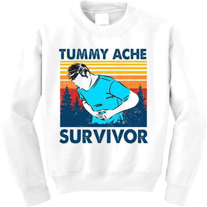 Vintage Tummy Ache Survivor Stomachache IBS Funny Men Kids Sweatshirt