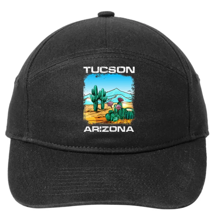 Vintage Tucson Arizona Desert Retro Cactus Funny 7-Panel Snapback Hat