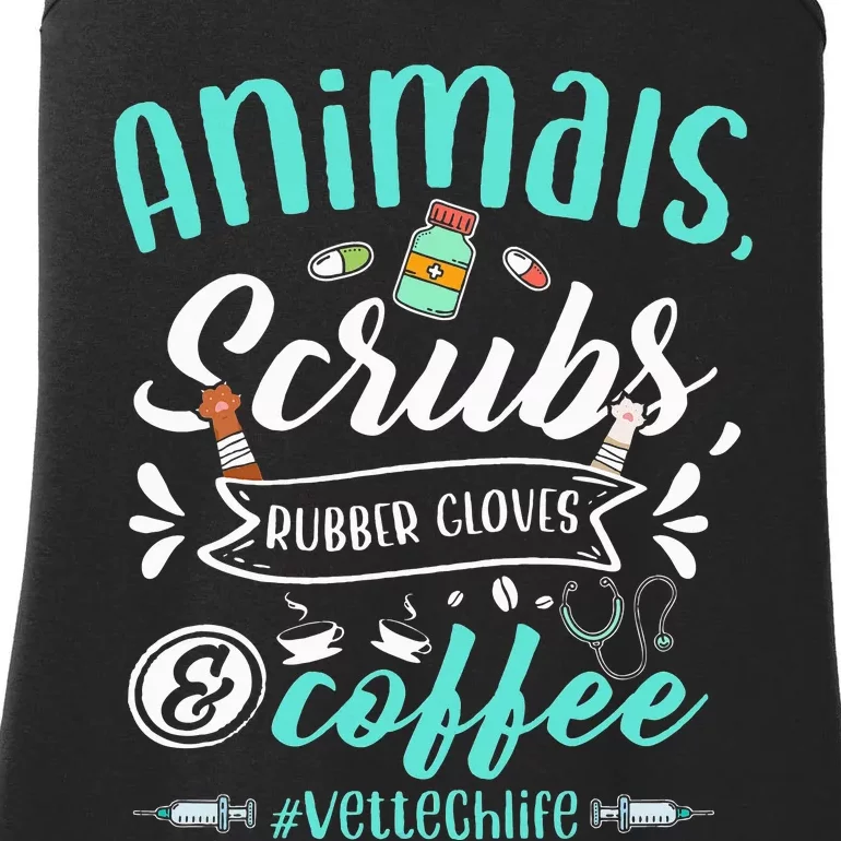 Veterinary Technician Animals Scrubs And Coffee Vet Tech Ladies Essential Tank