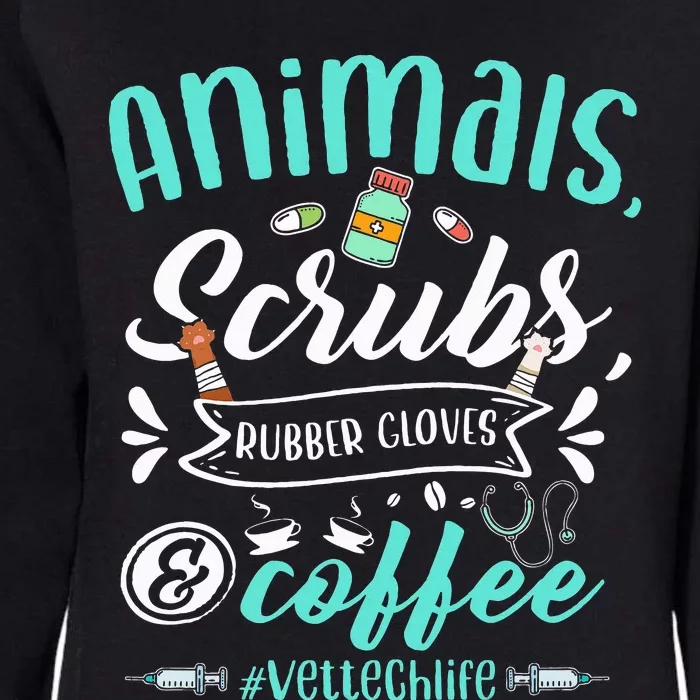 Veterinary Technician Animals Scrubs And Coffee Vet Tech Womens California Wash Sweatshirt