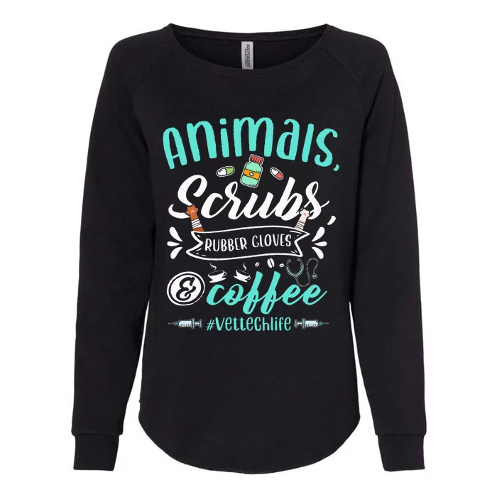 Veterinary Technician Animals Scrubs And Coffee Vet Tech Womens California Wash Sweatshirt