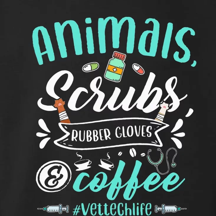 Veterinary Technician Animals Scrubs And Coffee Vet Tech Toddler Hoodie