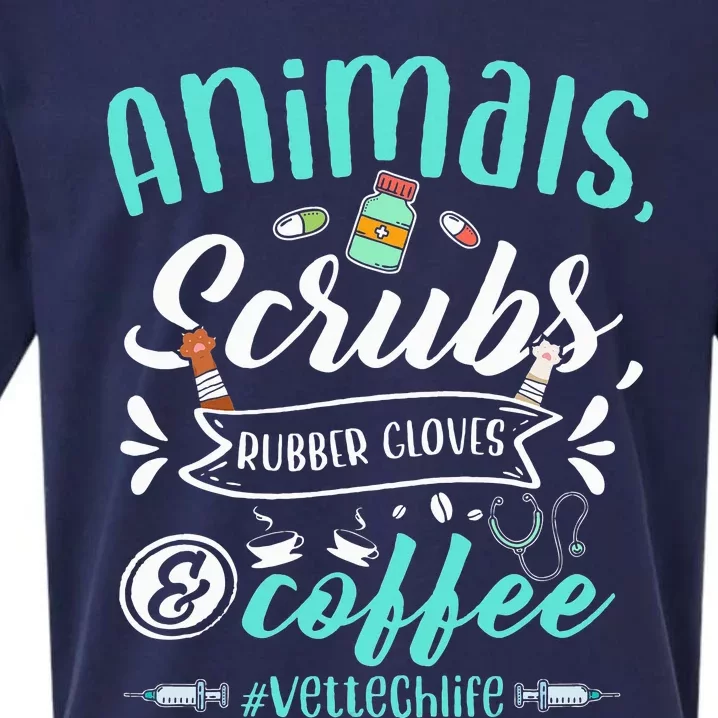 Veterinary Technician Animals Scrubs And Coffee Vet Tech Sueded Cloud Jersey T-Shirt