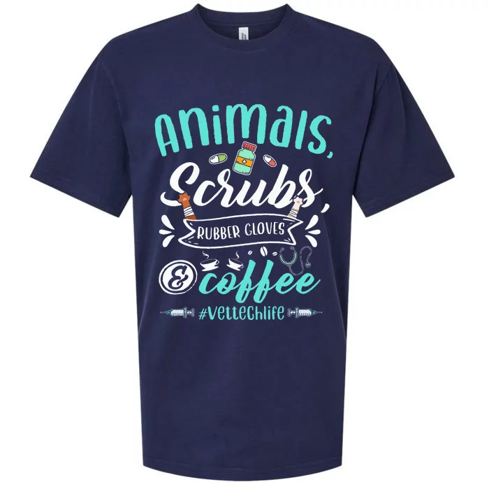 Veterinary Technician Animals Scrubs And Coffee Vet Tech Sueded Cloud Jersey T-Shirt