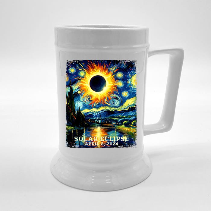 View Totality April 8 2024 Graphic Art Print Solar Eclipse Front & Back Beer Stein