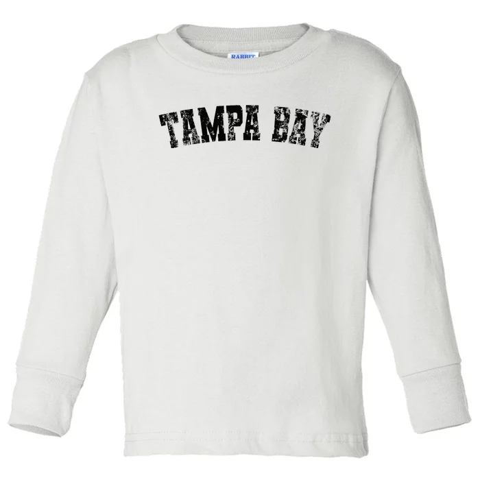 Vintage Tampa Bay Florida Distressed Bold Black Text Apparel Toddler Long Sleeve Shirt