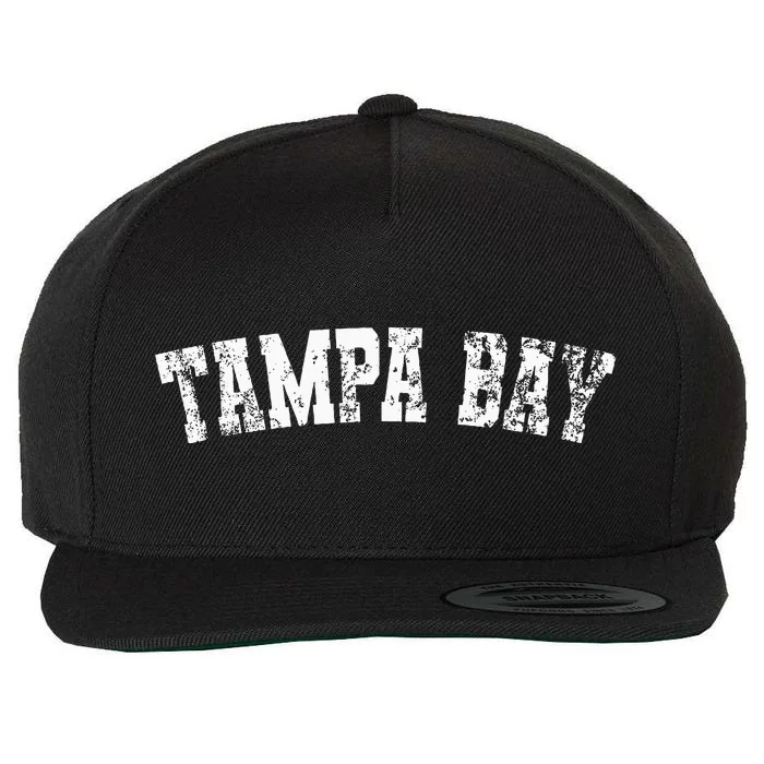 Vintage Tampa Bay Florida Distressed Bold White Text Apparel Wool Snapback Cap