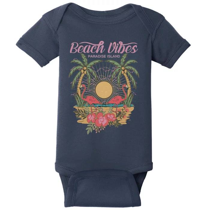 Vintage Tropical Beach Vibes Paradise Island Baby Bodysuit