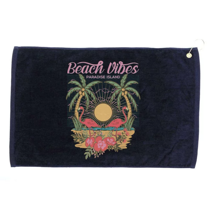 Vintage Tropical Beach Vibes Paradise Island Grommeted Golf Towel