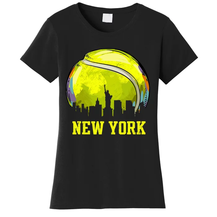 Vintage Tennis Ball New York City Skyline Women's T-Shirt