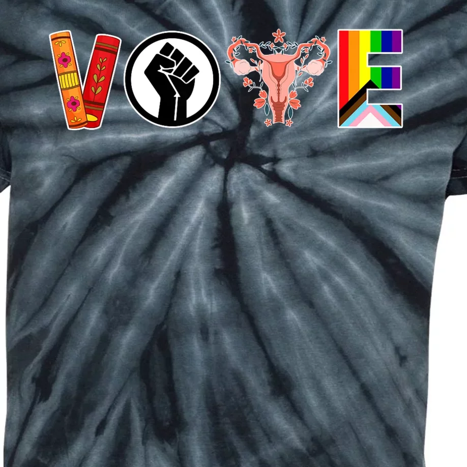 Vote Tee Banned Books Reproductive Rights BLM Banned Books Kids Tie-Dye T-Shirt