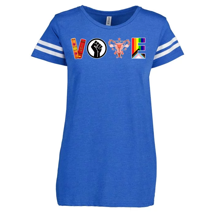 Vote Tee Banned Books Reproductive Rights BLM Banned Books Enza Ladies Jersey Football T-Shirt