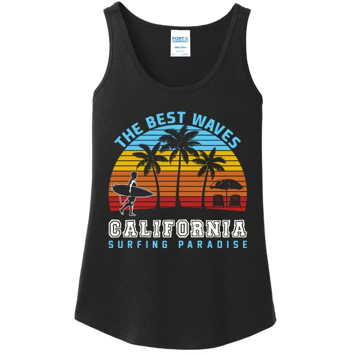 Vintage The Best Wave California Surfing Paradise Ladies Essential Tank