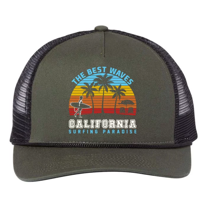 Vintage The Best Wave California Surfing Paradise Retro Rope Trucker Hat Cap