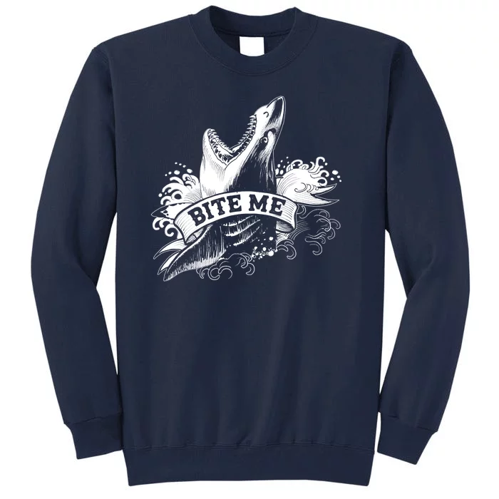 Vintage Tattoo Bite Me Shark Tall Sweatshirt