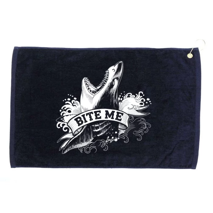 Vintage Tattoo Bite Me Shark Grommeted Golf Towel