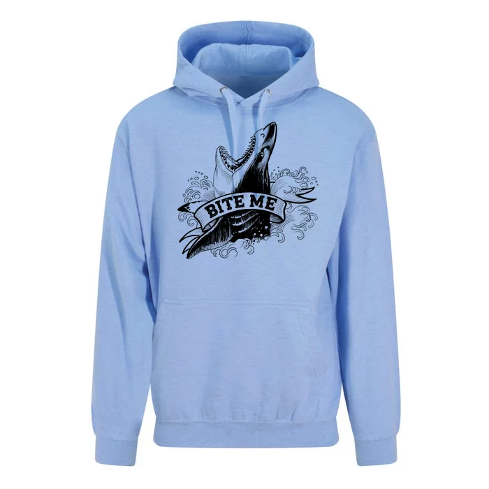 Vintage Tattoo Bite Me Shark Unisex Surf Hoodie