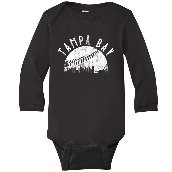 Vintage Tampa Bay Florida Skyline Baby Long Sleeve Bodysuit