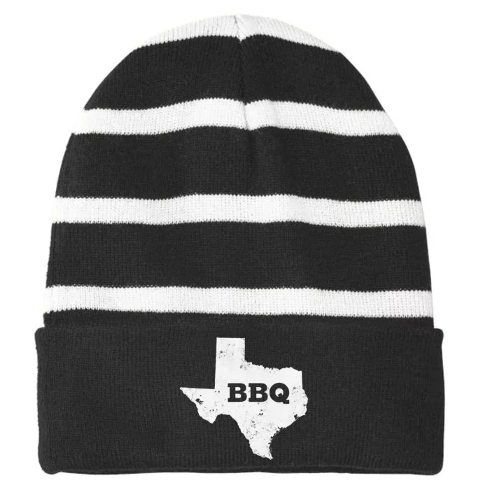 Vintage Texas Bbq State Of Texas Barbecue Striped Beanie with Solid Band