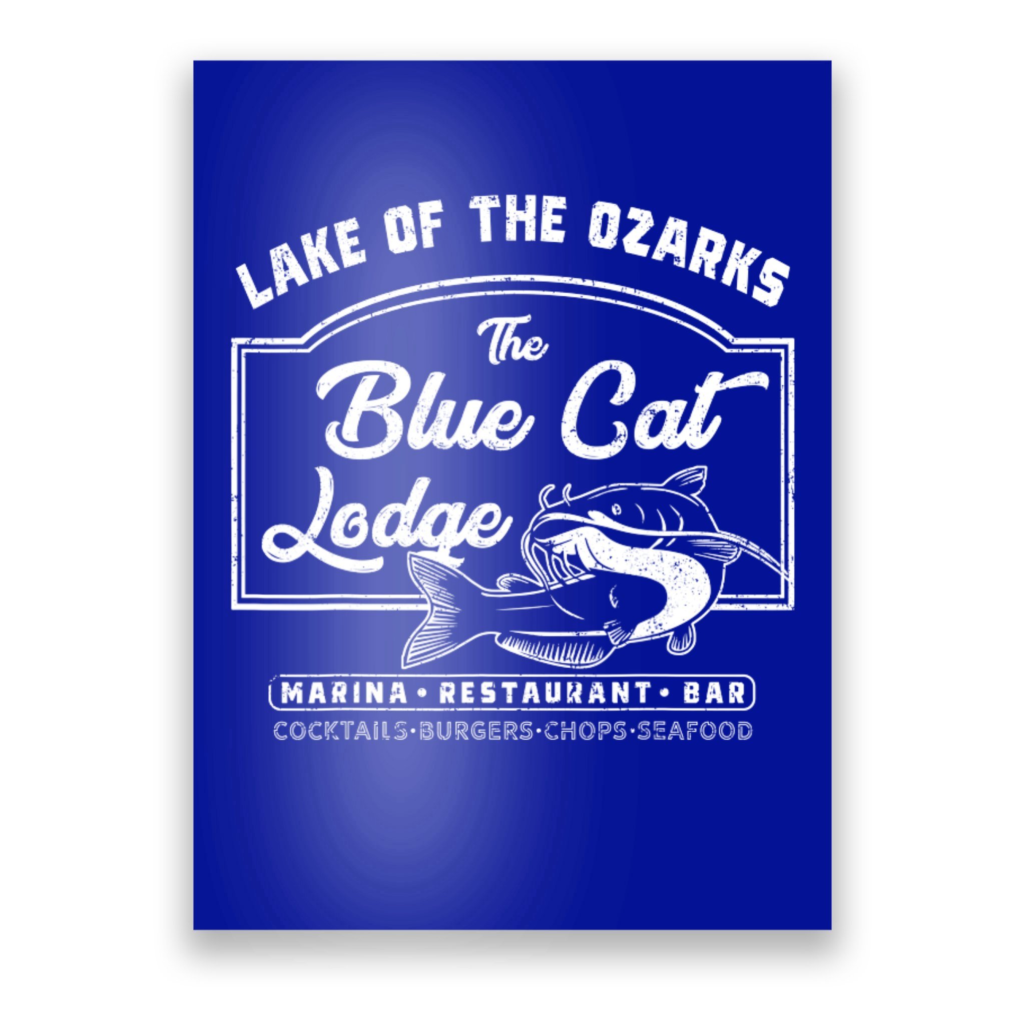 Vintage The Blue Cat Lodge Lake Of The Ozarks Poster
