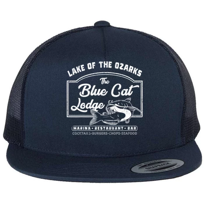 Vintage The Blue Cat Lodge Lake Of The Ozarks Flat Bill Trucker Hat