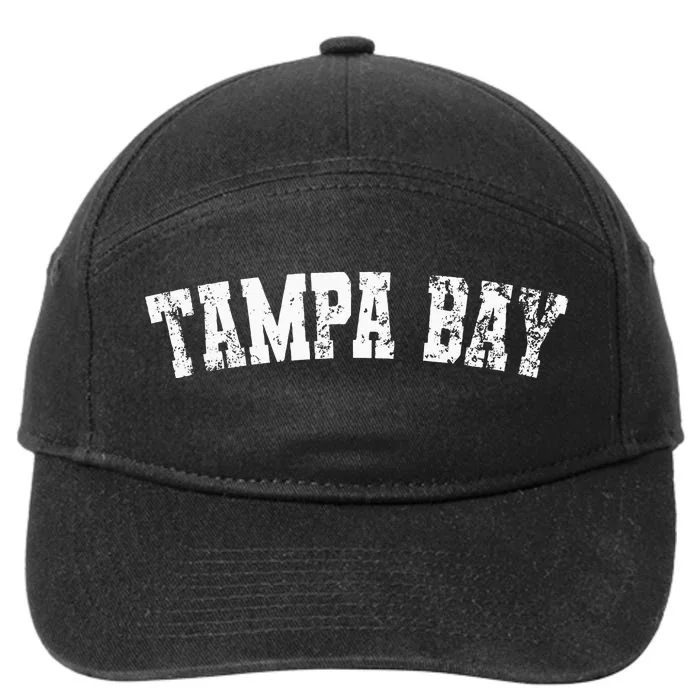 Vintage Tampa Bay Florida Distressed Bold White Text Apparel 7-Panel Snapback Hat