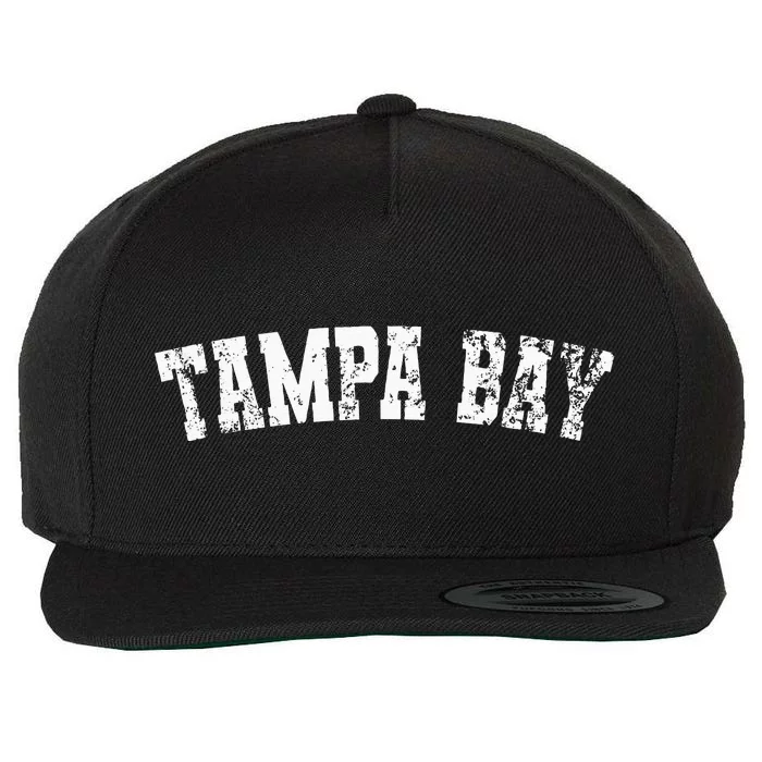 Vintage Tampa Bay Florida Distressed Bold White Text Apparel Wool Snapback Cap