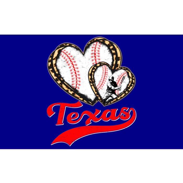 Vintage Texas Baseball Leopard Heart Baseball Fans Gift Bumper Sticker