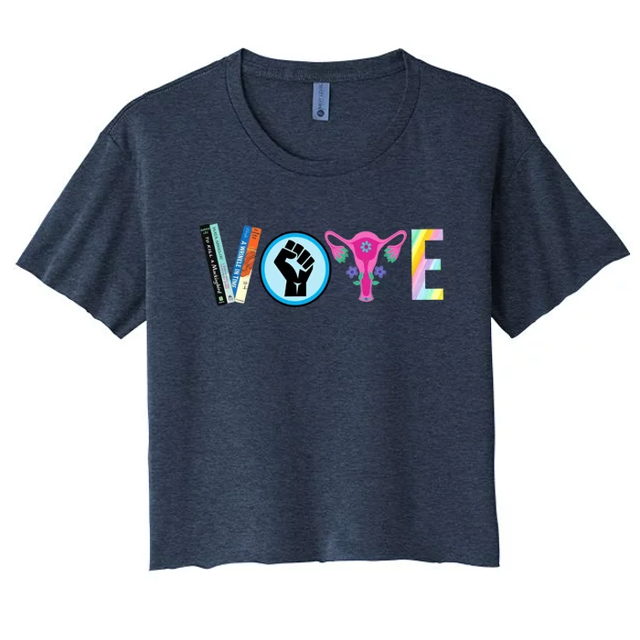 Vote Tee Banned Books Reproductive Rights BLM Banned Books Women's Crop Top Tee