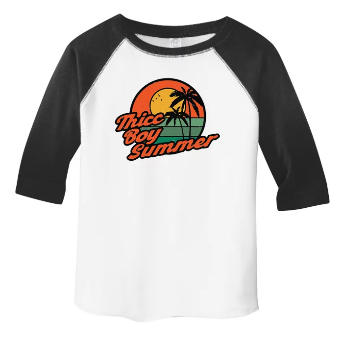 Vintage Thicc Boy Summer Funny Beach Toddler Fine Jersey T-Shirt