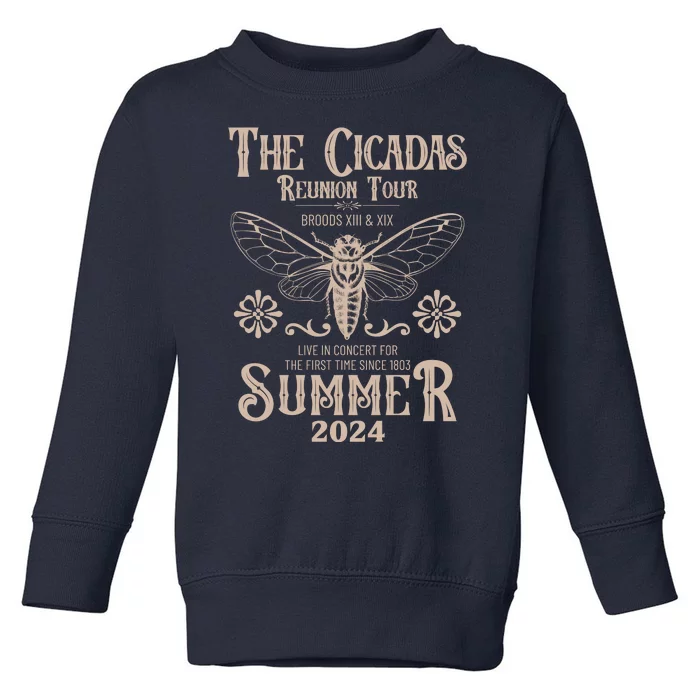 Vintage The Cicadas Reunion Tour Broods Xiii And Xix Summer 2024 Toddler Sweatshirt