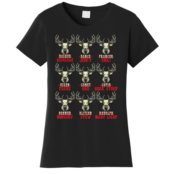 Venison The Christmas Meat Funny Deer Hunting Xmas Hunters Women's T-Shirt