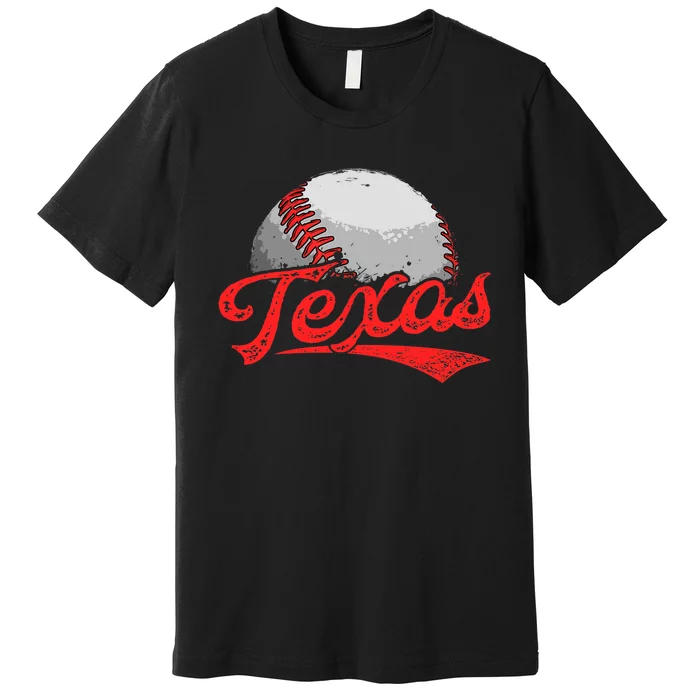 Vintage Texas Cityscape Baseball Lover For Premium T-Shirt