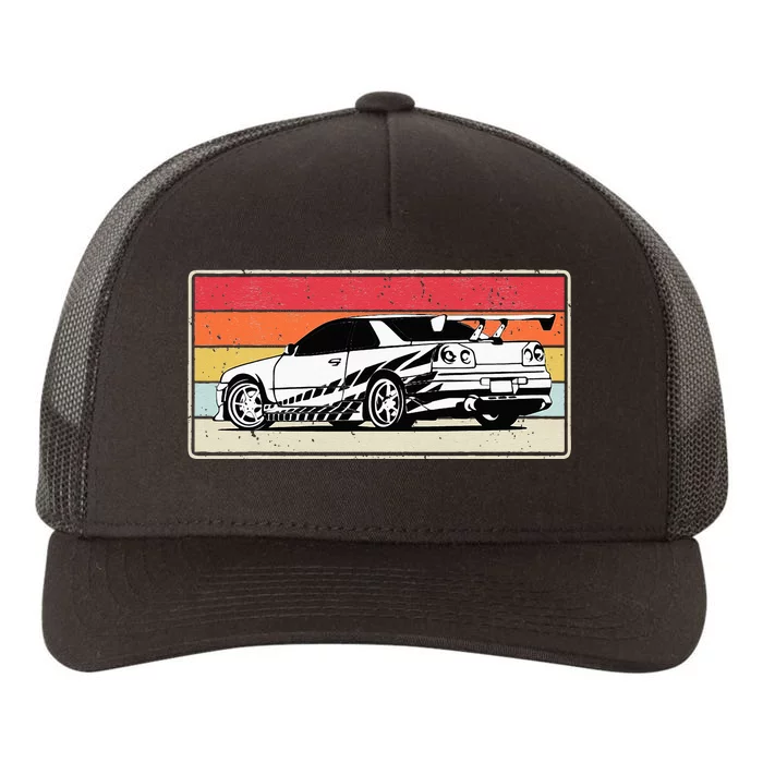 Vintage Tuner Car Skyline Graphic Retro Racing Drift Car Yupoong Adult 5-Panel Trucker Hat