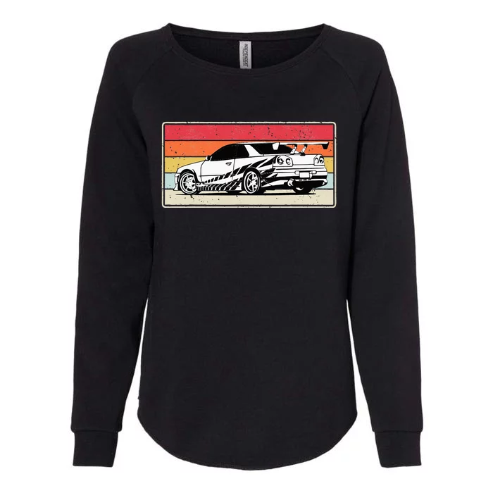 Vintage Tuner Car Skyline Graphic Retro Racing Drift Car Womens California Wash Sweatshirt