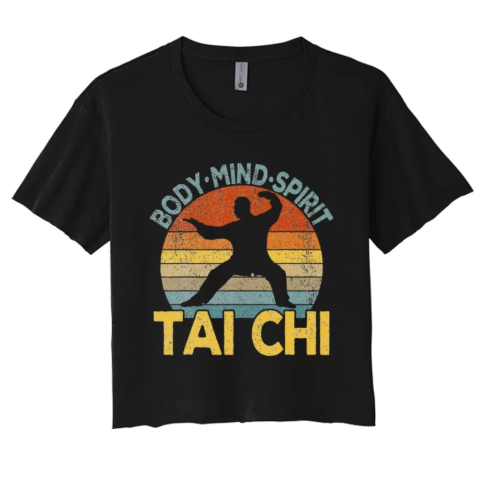 Vintage Tai Chi Chinese Martial Arts Taiji Retro Women's Crop Top Tee