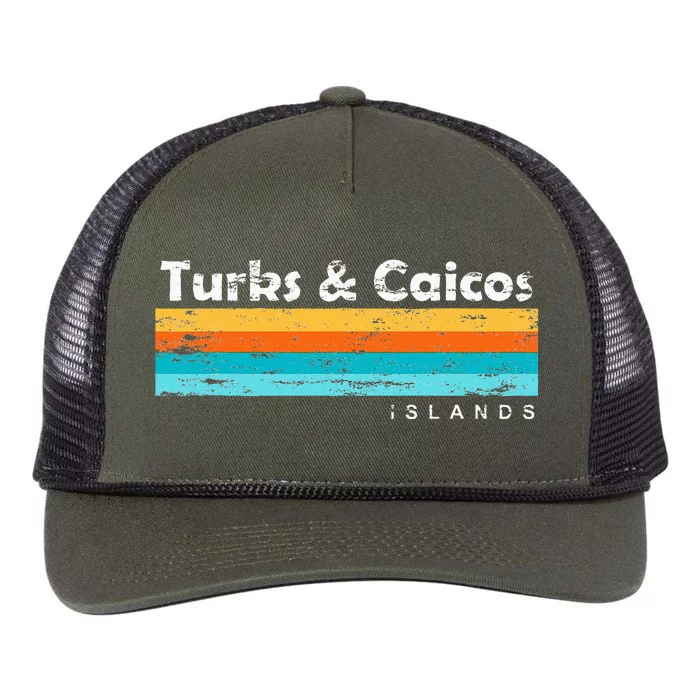 Vintage Turks & Caicos Islands Palm Trees Grace Bay Beach Retro Rope Trucker Hat Cap