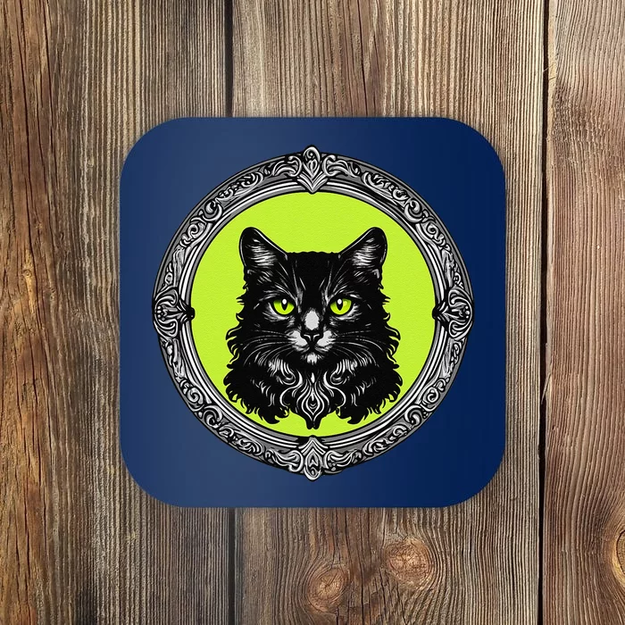 Vintage Tabby Cat Medalion Kitty Graphic Coaster